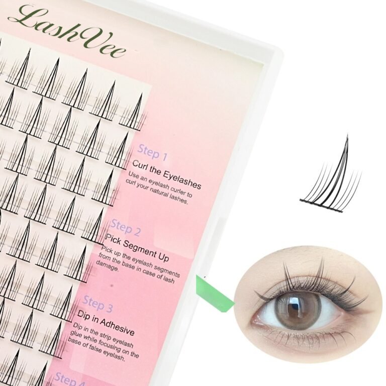 DIY Cluster Eyelashes pink Spike Fishtail A Shaped Manga Lashes