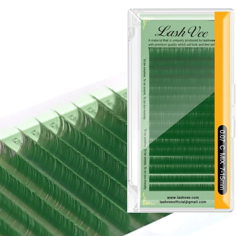 Detailed Image Green Color Eyelash extensions