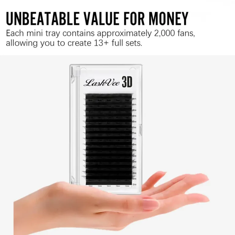 3D lashes, black eyelash extensions in multiple lengths, professional lash supplies - 3