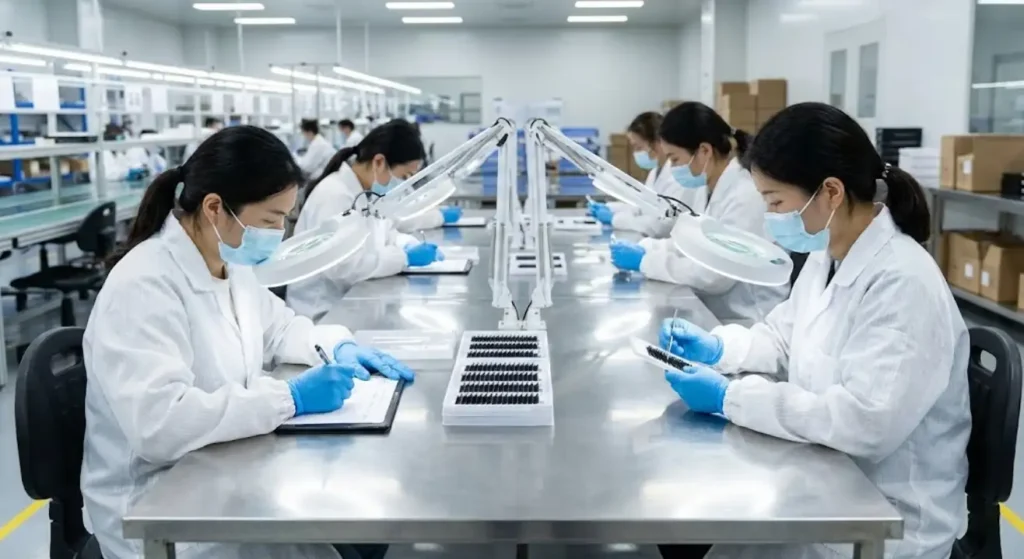 Factory QC inspection scene