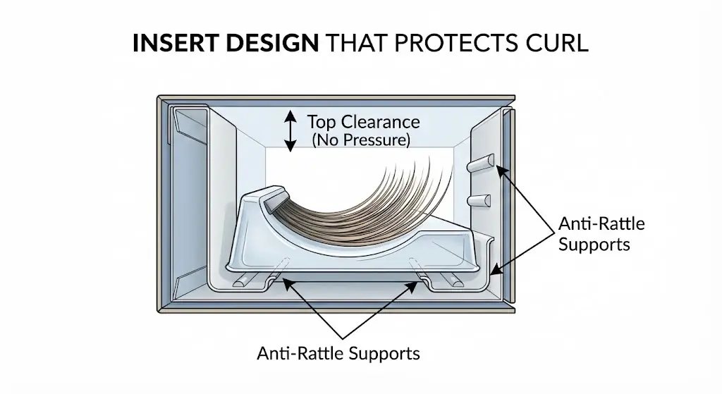 Insert design that protects curl