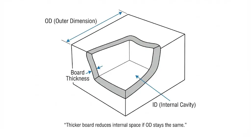 Internal vs external dimensions