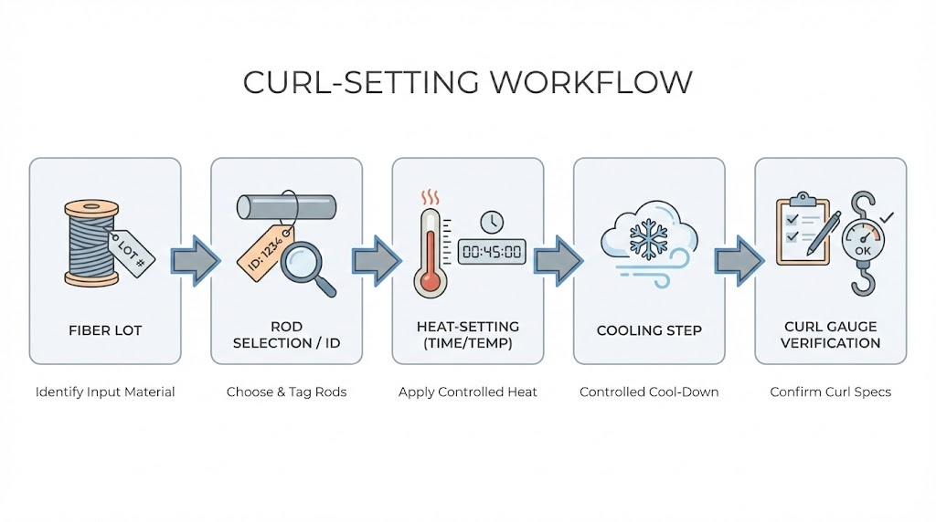 Infographic showing heat-setting variables that drive curl drift and how to control them