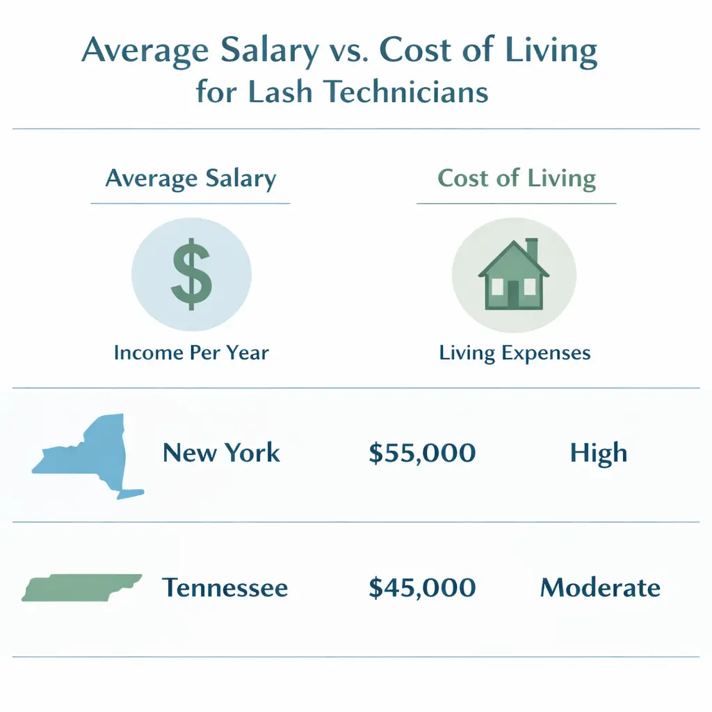Lash Tech Salary vs. Cost of Living Comparison